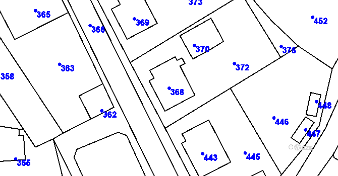 Parcela st. 368 v KÚ Vepřová, Katastrální mapa