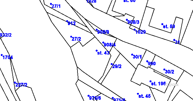 Parcela st. 43 v KÚ Verdek, Katastrální mapa