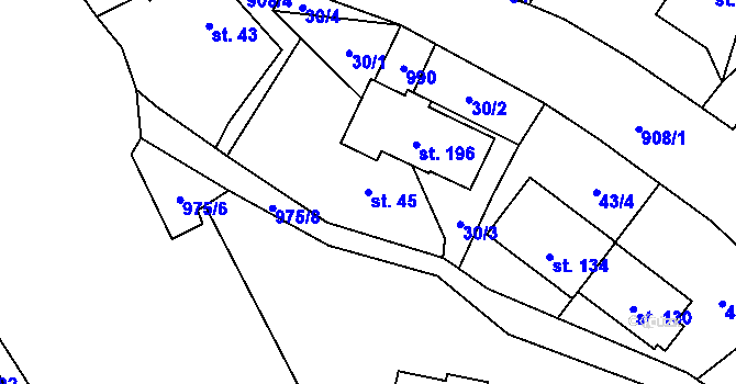 Parcela st. 45 v KÚ Verdek, Katastrální mapa