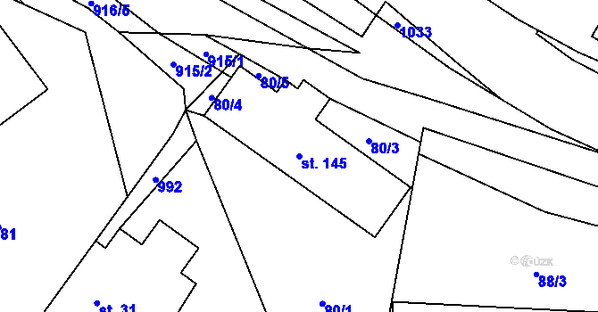 Parcela st. 145 v KÚ Verdek, Katastrální mapa
