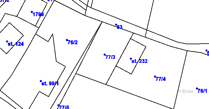 Parcela st. 77/3 v KÚ Verdek, Katastrální mapa