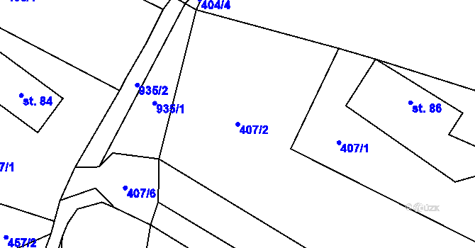 Parcela st. 407/2 v KÚ Verdek, Katastrální mapa