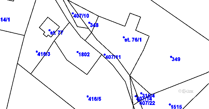 Parcela st. 407/11 v KÚ Verdek, Katastrální mapa