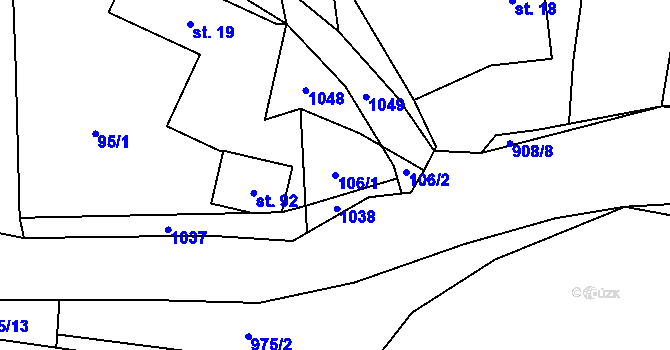 Parcela st. 106/1 v KÚ Verdek, Katastrální mapa