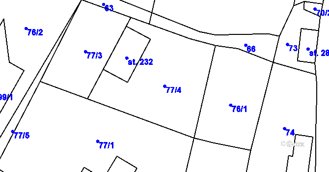 Parcela st. 77/4 v KÚ Verdek, Katastrální mapa