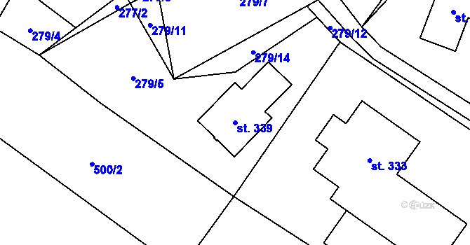 Parcela st. 339 v KÚ Verměřovice, Katastrální mapa