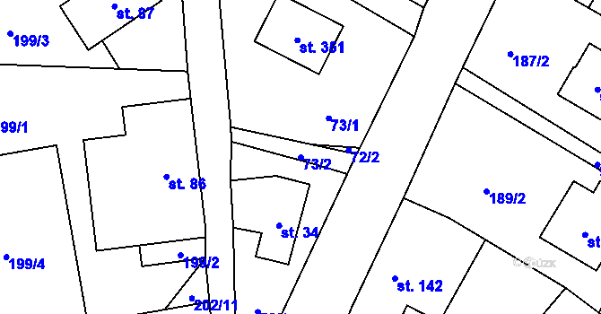 Parcela st. 73/2 v KÚ Verměřovice, Katastrální mapa