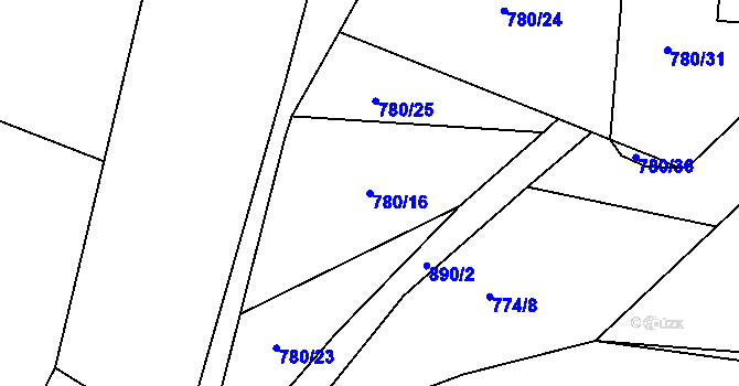 Parcela st. 780/16 v KÚ Verměřovice, Katastrální mapa