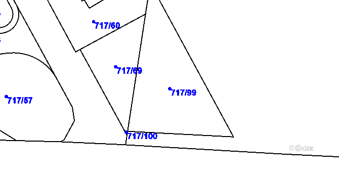 Parcela st. 717/99 v KÚ Verměřovice, Katastrální mapa