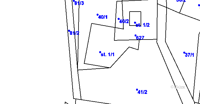Parcela st. 1/1 v KÚ Čáslav u Verneřic, Katastrální mapa