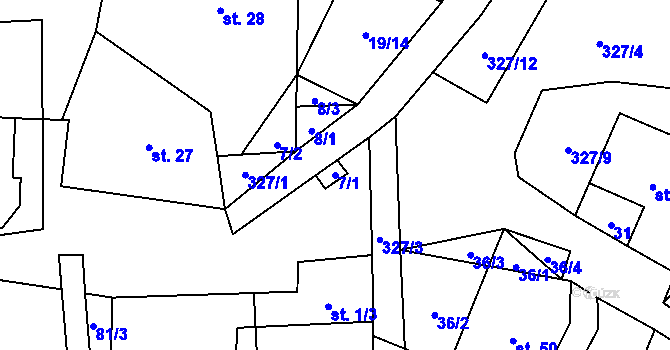 Parcela st. 7/1 v KÚ Čáslav u Verneřic, Katastrální mapa
