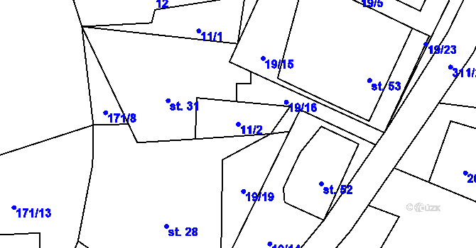 Parcela st. 11/2 v KÚ Čáslav u Verneřic, Katastrální mapa