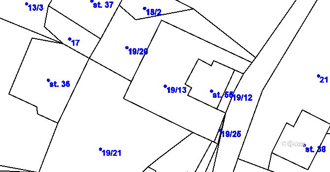 Parcela st. 19/13 v KÚ Čáslav u Verneřic, Katastrální mapa