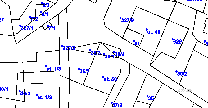 Parcela st. 36/1 v KÚ Čáslav u Verneřic, Katastrální mapa