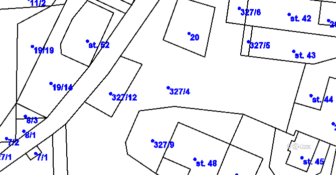 Parcela st. 327/4 v KÚ Čáslav u Verneřic, Katastrální mapa