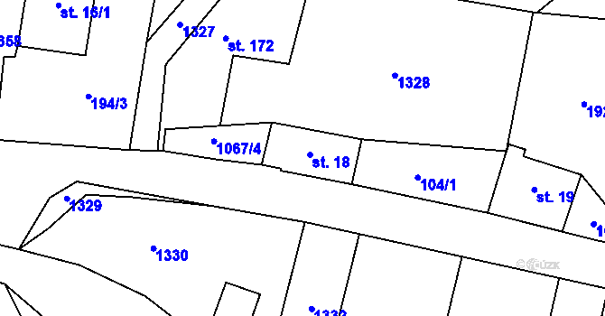 Parcela st. 18 v KÚ Loučky u Verneřic, Katastrální mapa