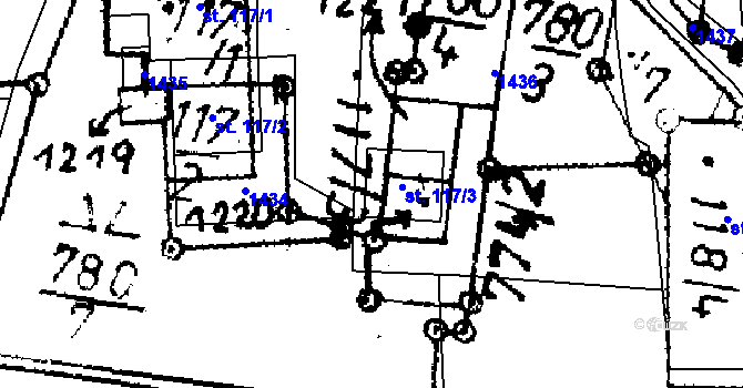 Parcela st. 117/3 v KÚ Loučky u Verneřic, Katastrální mapa
