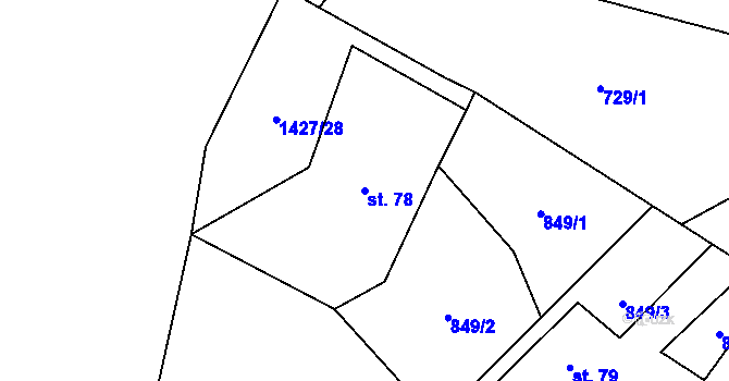 Parcela st. 78 v KÚ Příbram pod Bukovou horou, Katastrální mapa
