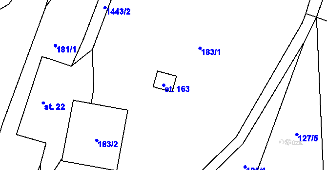 Parcela st. 163 v KÚ Příbram pod Bukovou horou, Katastrální mapa