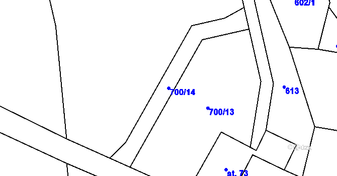 Parcela st. 700/14 v KÚ Příbram pod Bukovou horou, Katastrální mapa