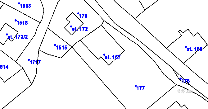 Parcela st. 167 v KÚ Rychnov u Verneřic, Katastrální mapa