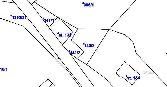 Parcela st. 140/2 v KÚ Rychnov u Verneřic, Katastrální mapa