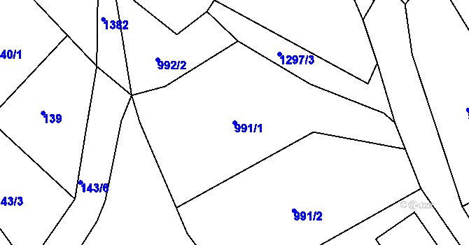 Parcela st. 991/1 v KÚ Rychnov u Verneřic, Katastrální mapa
