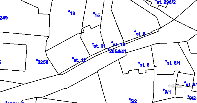 Parcela st. 11 v KÚ Verneřice, Katastrální mapa