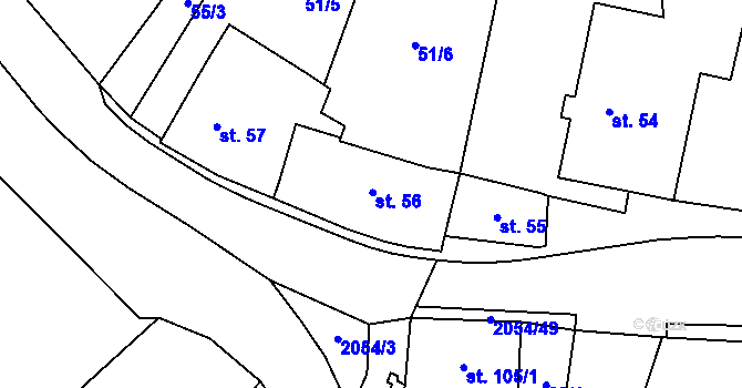 Parcela st. 56 v KÚ Verneřice, Katastrální mapa