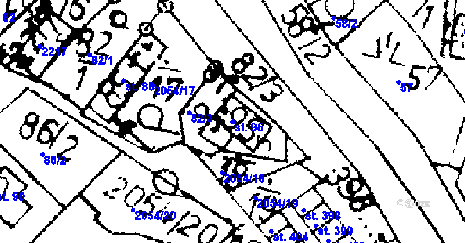 Parcela st. 95 v KÚ Verneřice, Katastrální mapa