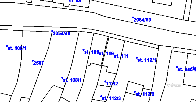 Parcela st. 110 v KÚ Verneřice, Katastrální mapa