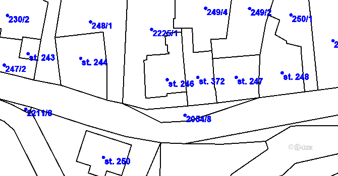 Parcela st. 246 v KÚ Verneřice, Katastrální mapa