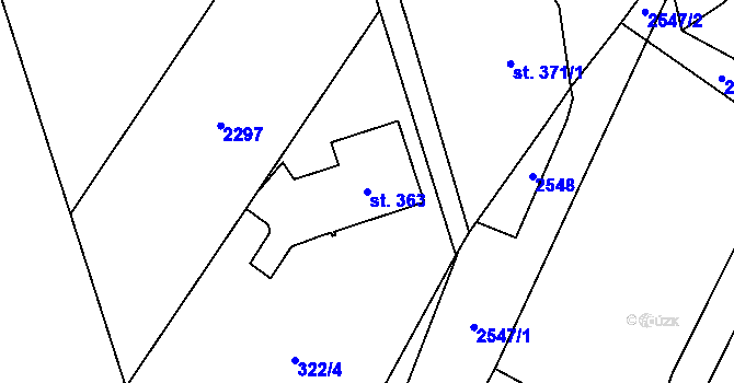 Parcela st. 363 v KÚ Verneřice, Katastrální mapa