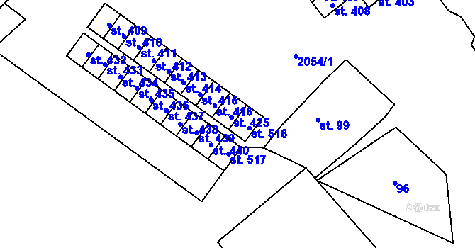 Parcela st. 425 v KÚ Verneřice, Katastrální mapa