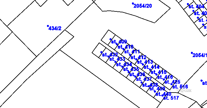 Parcela st. 432 v KÚ Verneřice, Katastrální mapa
