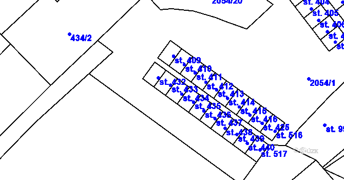 Parcela st. 433 v KÚ Verneřice, Katastrální mapa