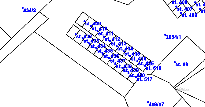 Parcela st. 436 v KÚ Verneřice, Katastrální mapa