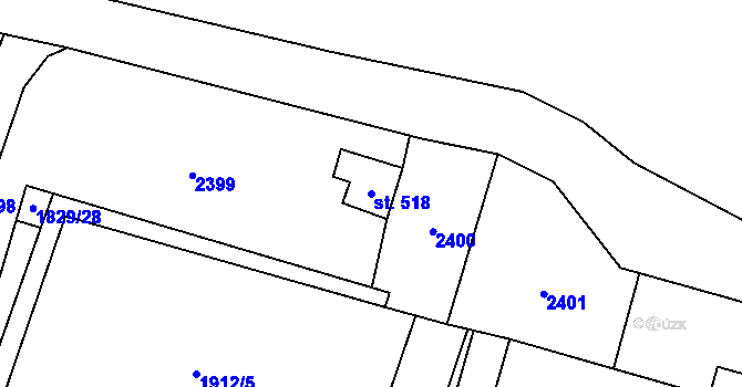 Parcela st. 518 v KÚ Verneřice, Katastrální mapa