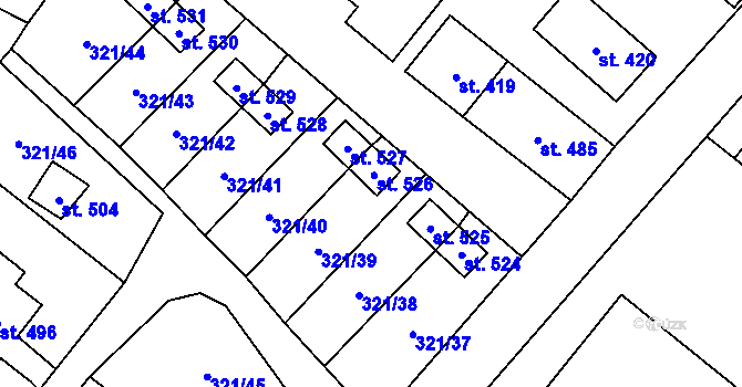 Parcela st. 526 v KÚ Verneřice, Katastrální mapa
