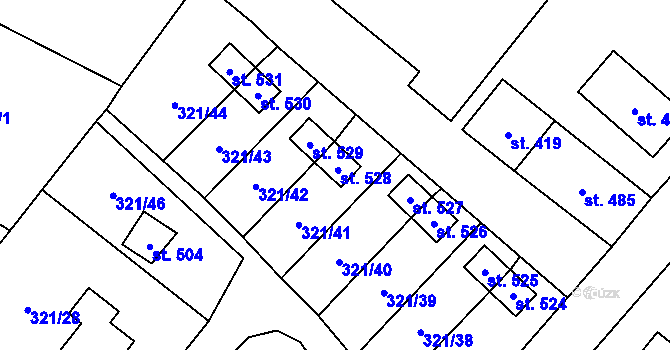 Parcela st. 528 v KÚ Verneřice, Katastrální mapa