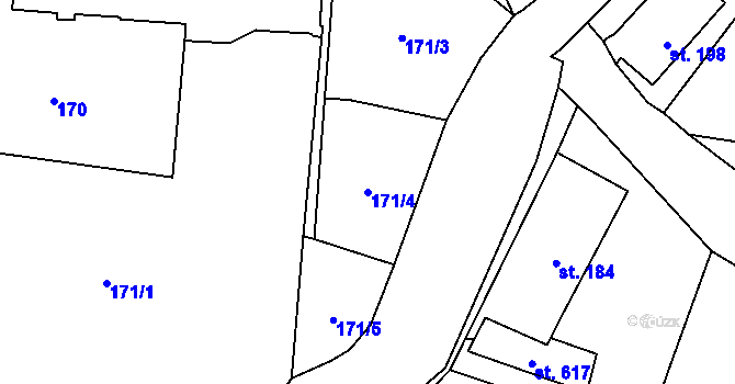 Parcela st. 171/4 v KÚ Verneřice, Katastrální mapa