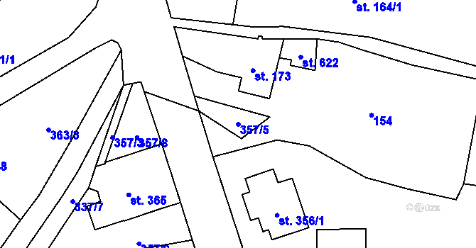 Parcela st. 357/5 v KÚ Verneřice, Katastrální mapa