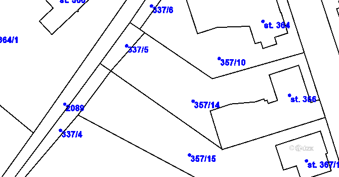 Parcela st. 357/14 v KÚ Verneřice, Katastrální mapa