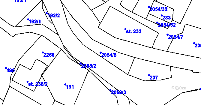 Parcela st. 2054/6 v KÚ Verneřice, Katastrální mapa