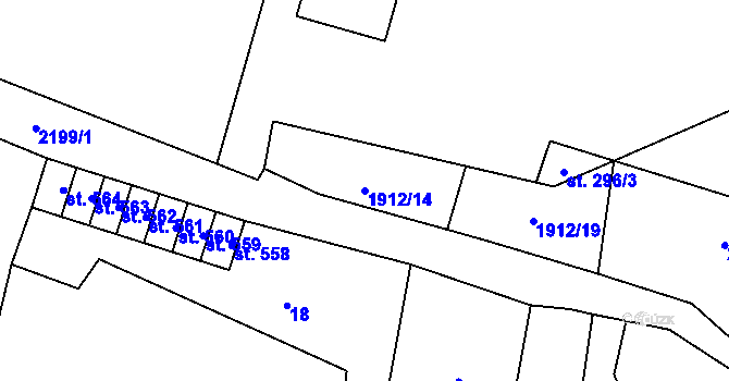 Parcela st. 1912/14 v KÚ Verneřice, Katastrální mapa