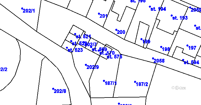 Parcela st. 570 v KÚ Verneřice, Katastrální mapa