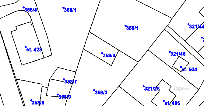 Parcela st. 359/4 v KÚ Verneřice, Katastrální mapa