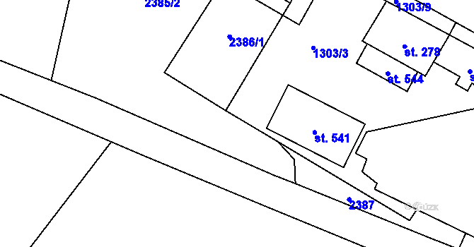 Parcela st. 1303/8 v KÚ Verneřice, Katastrální mapa