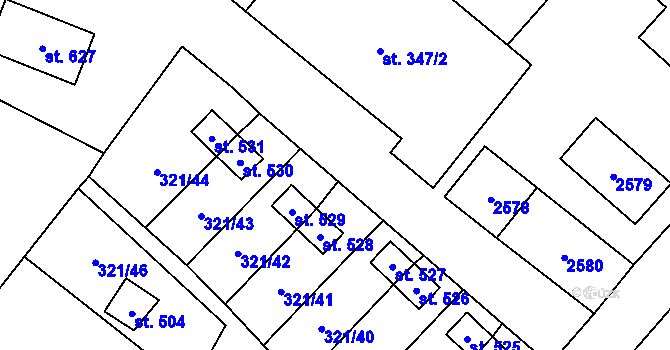 Parcela st. 321/56 v KÚ Verneřice, Katastrální mapa