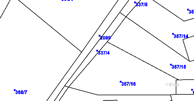 Parcela st. 337/4 v KÚ Verneřice, Katastrální mapa